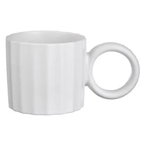Cană New Bone, Model cu Dungi Verticale & Mâner Rotund, 260ml