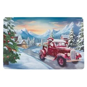 Suport farfurie decorativ Craciun cu camion Mos Craciun