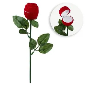 Trandafir artificial cu cutie pentru inel, 25 cm, roșu