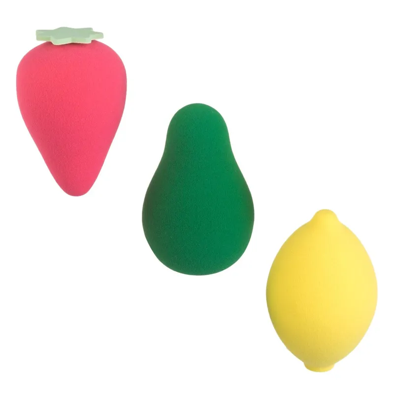 Set Bureți de Machiaj în Formă de Căpșună, Lămâie și Avocado - 3 buc