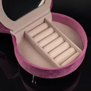 Cutie organizator bijuterii fucsia cu oglindă, design vintage – poza 5