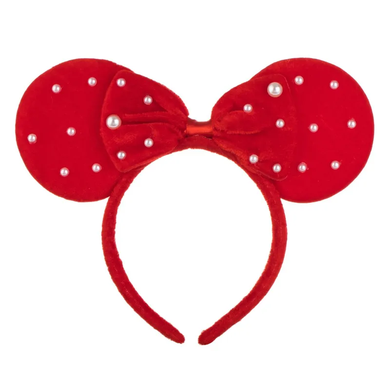 Coronita par de Craciun cu urechi rosii catifelate și margini albe