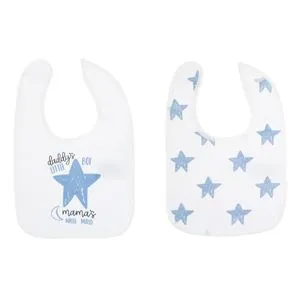 Set Bavete Textile Albe cu Model Stele Ciel pentru Nou-nascut
