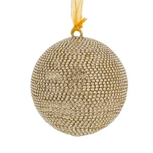 Ornament Glob Auriu cu Strase pentru Decorațiuni de Crăciun