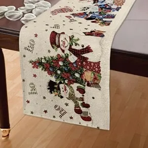 Napron Decorativ de Crăciun Om de Zapadă Brad Cadouri Lurex