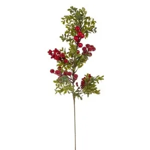 Ramură Decorativă de Crăciun Verde și Roșu - 63cm