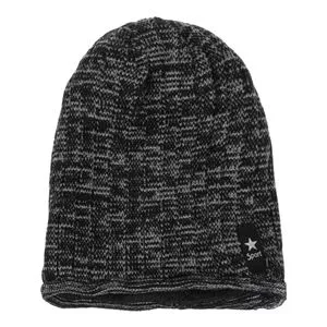 Căciulă Beanie Tricotată, Neagră cu Gri, Căptușită, pentru Bărbați