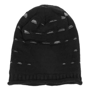 Căciulă Beanie Tricotată, Căptușită, Neagră, pentru Bărbați