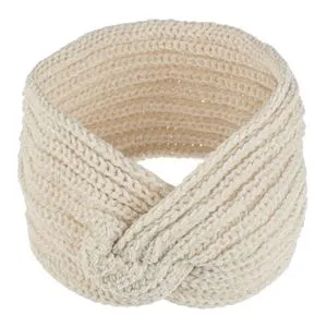 Bentită de iarnă bejă tricotată cu lurex argintiu