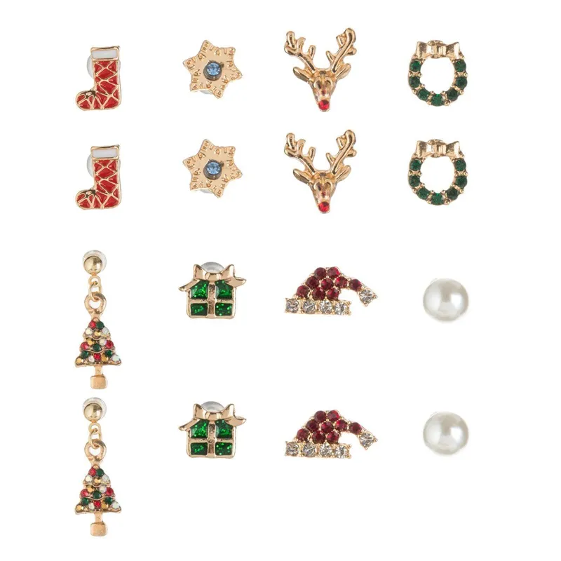 Set Cercei Crăciun 8 Bucăți Multicolor Bijuterii de Sezon
