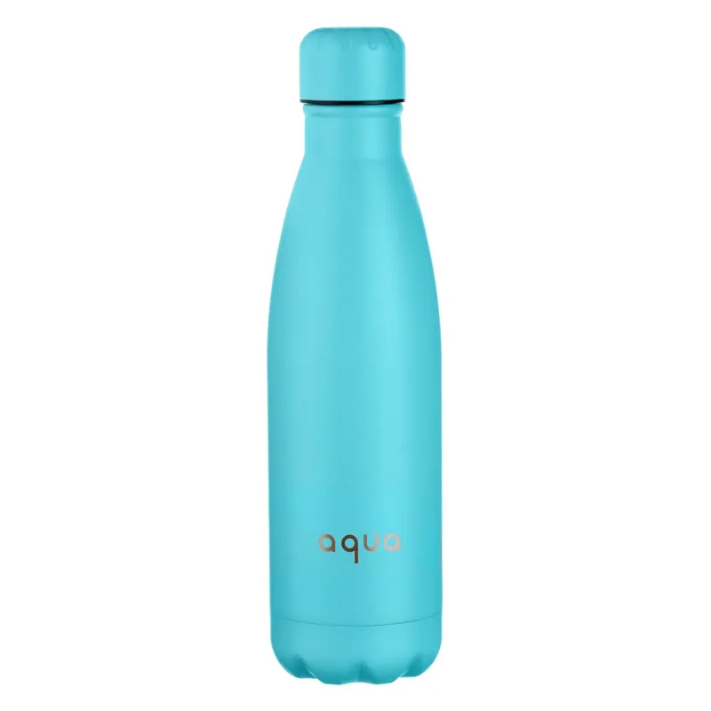 Sticlă Izotermă 500ml din Oțel Inoxidabil, Bleu Mat cu Imprimeu Aqua