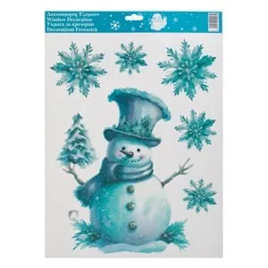 Autocolante Decorative Craciun Om de Zapada Fulgi Bleu Glitter