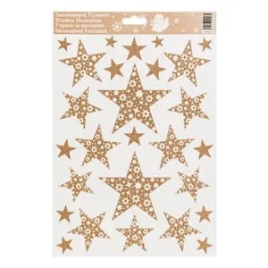 Autocolante Decorative de Craciun Stele Glitter Bronz pentru Decorațiuni
