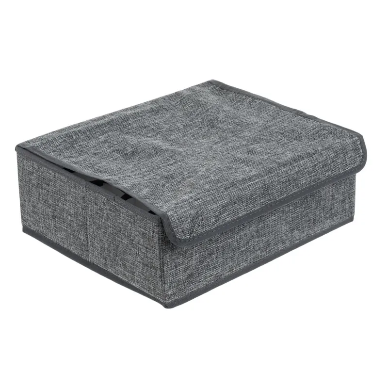 Organizator de sertar textil, 16 compartimente, Gri, 35x30x12.5cm, cu capac