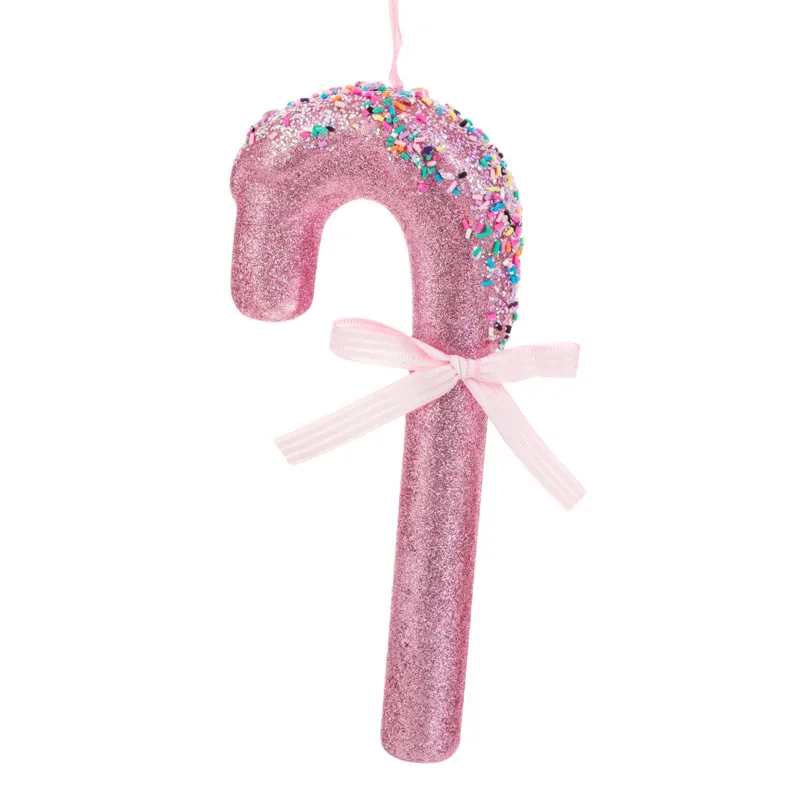 Ornament Brad de Craciun Roz cu Glitter și Fundiță de Spumă