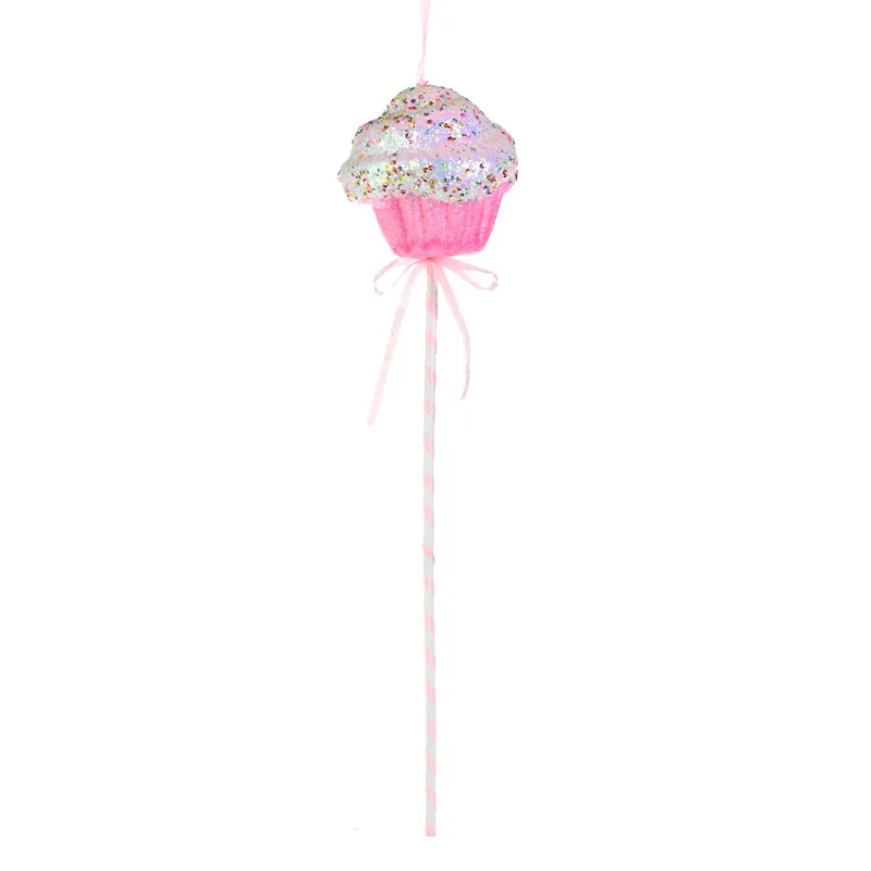 Ornament Crăciun Cupcake Spumă Roz-Glitter pentru Decorațiuni Festive
