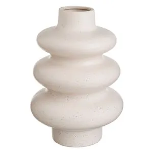 Vază decorativă ceramică culoare nisipiu cu trei inele Ø20x30cm