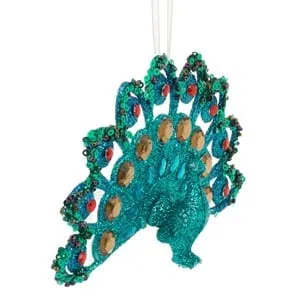 Ornament Brad de Craciun cu Glitter Turcoaz Bleu și Cristale – poza 3