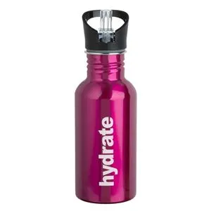Sticlă de apă din oțel inoxidabil 500 ml fucsia cu pai