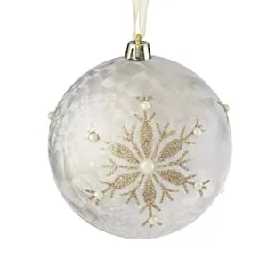 Ornament Brad de Crăciun Argintiu Frosty cu Fulgi Glitter