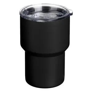 Pahar Termos Metalic Negru Mat cu Capac Transparent 400ml