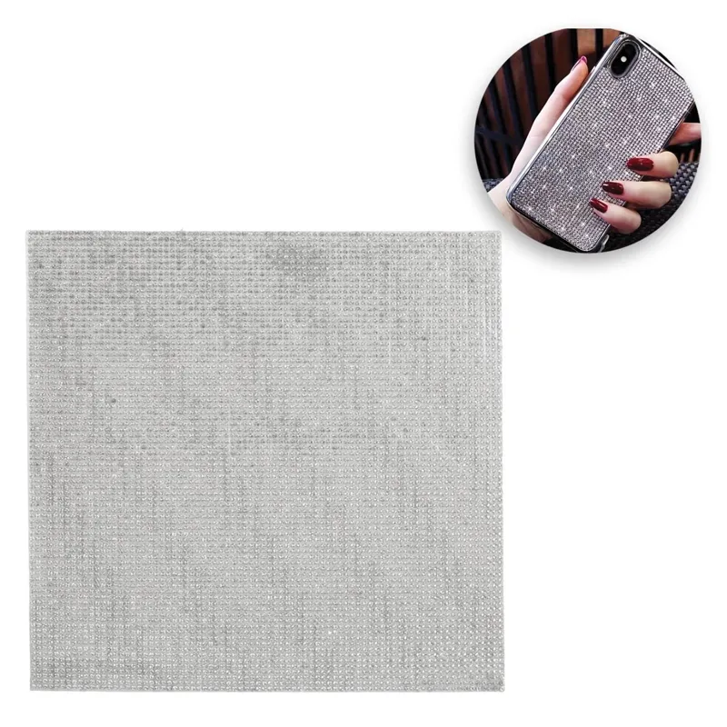 Folii Autocolante cu Strass Argintiu 20x20cm pentru DIY și Decorare