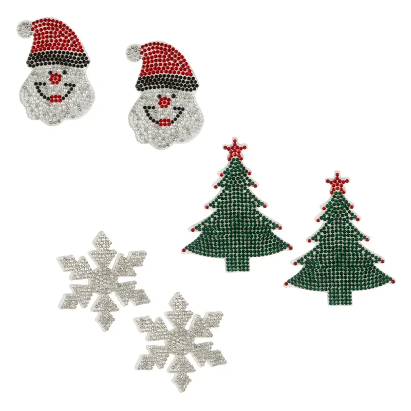 Set Autocolante Patches Moș Crăciun Brazi cu Pietre Strălucitoare