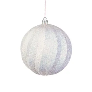 Glob alb cu glitter holografic pentru brad de Craciun
