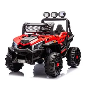 Masinuta electrica de teren off-road, 12V, cu telecomanda, 3 faruri, rosie