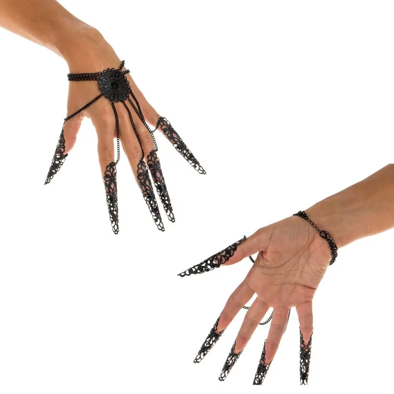 Manusă metalică neagră, accesoriu deghizare gothic, 19 cm
