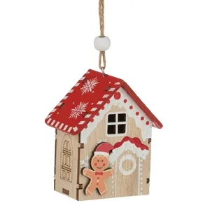 Ornament Brad de Crăciun Casă din Lemn cu Figurină Dulce