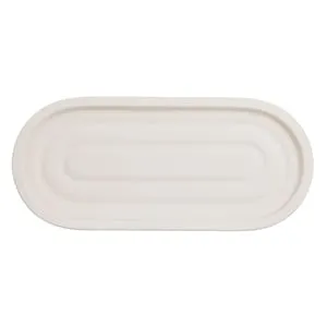 Tavă Ovală Minimalistă din Ciment Bej pentru Baie – poza 3