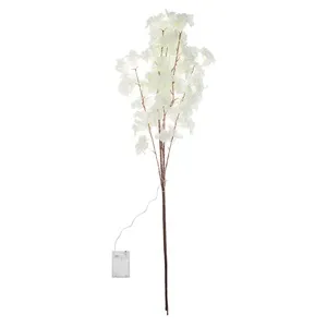 Ramuri Decorative cu Flori Albe si Lumini LED - 2 Bucati, 135cm – poza 3