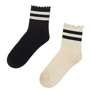 Sosete Low Cut Ecru cu Dungi pentru Femei - 2 perechi