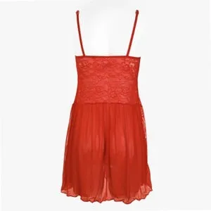 Lenjerie Intima Baby Doll de Craciun cu Dantela și Puf Alb pentru Femei – poza 3