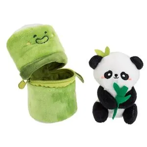 Panda de plus cu husă bambus verde pentru copii și colecționari