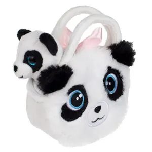 Panda de Plus Mini în Geantă, 11 cm, Alb și Negru