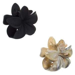 Clame păr floare set 2 cm negru mat marble