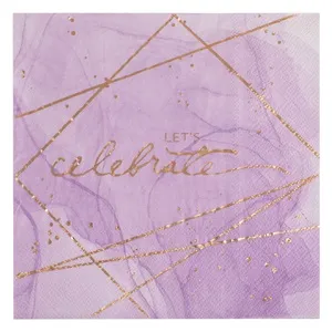 Șervețele de Masă cu 2 Straturi Lila Marble cu Folie Aurie Let's Celebrate 33x33 – poza 2