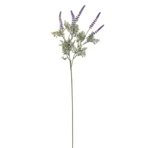 Ramura artificiala de lavanda mov, 75 cm, cu tulpina lunga – poza 3