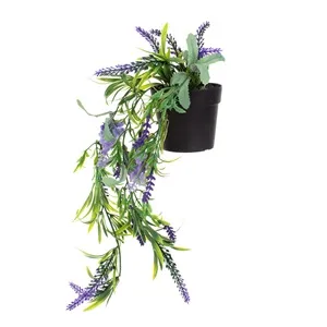 Ghiveci Decorativi din Plastic Negru cu Plantă Artificială de Lavandă Curgătoare – poza 2