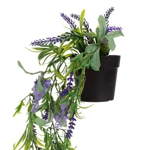 Ghiveci Decorativi din Plastic Negru cu Plantă Artificială de Lavandă Curgătoare – poza 3
