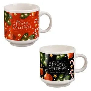 Set Cesti Ceramice de Craciun cu Ornamente Candy