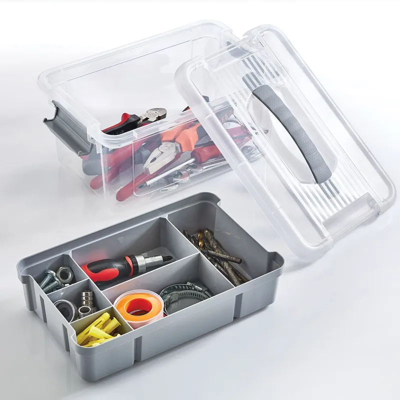 Cutie organizator cu raft compartimentat, capac transparent și mâner, 5L – poza 4