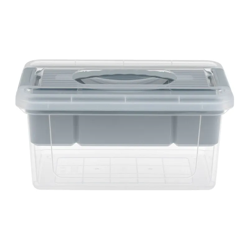 Cutie organizator cu raft compartimentat, capac transparent și mâner, 5L – poza 5