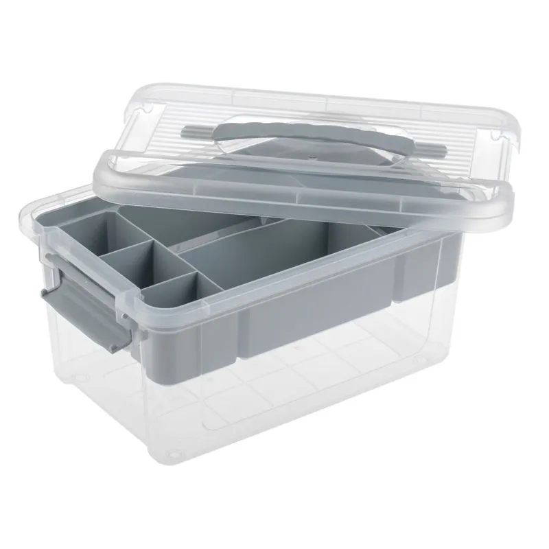 Cutie organizator cu raft compartimentat, capac transparent și mâner, 5L – poza 6