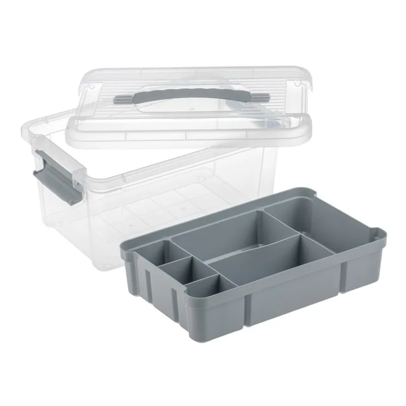 Cutie organizator cu raft compartimentat, capac transparent și mâner, 5L – poza 7