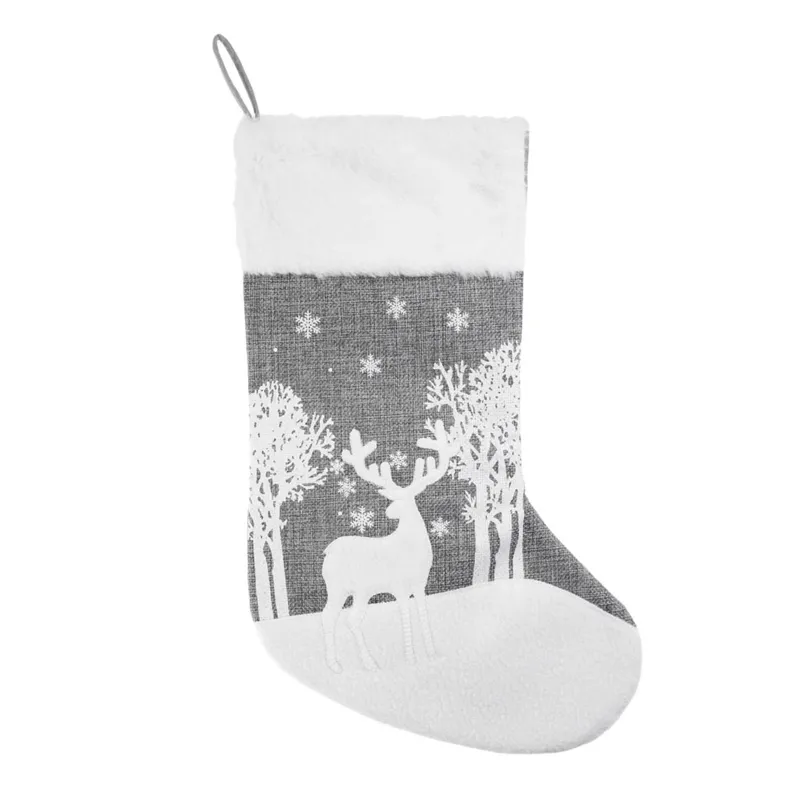 Cizma decorativă de Crăciun gri cu cerb pentru cadou