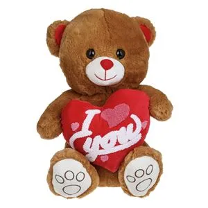 Ursulet de Plus Maro cu Inima Rosie, 40 cm
