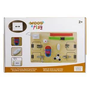 Tabla Educativa din Lemn cu 11 Activitati Montessori